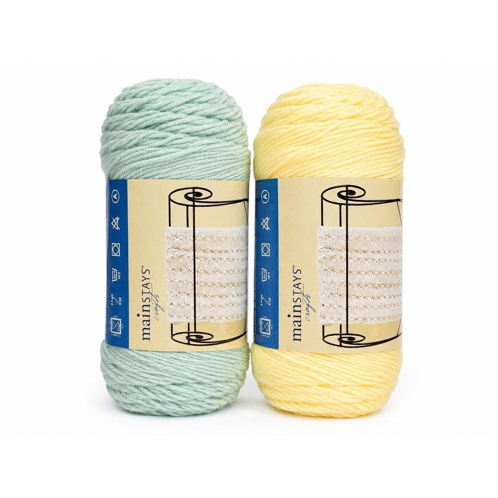 Vintage Mainstays Crafts Yarn Lot Baby Mint Soft Yellow 4 Ply Worsted  Acrylic